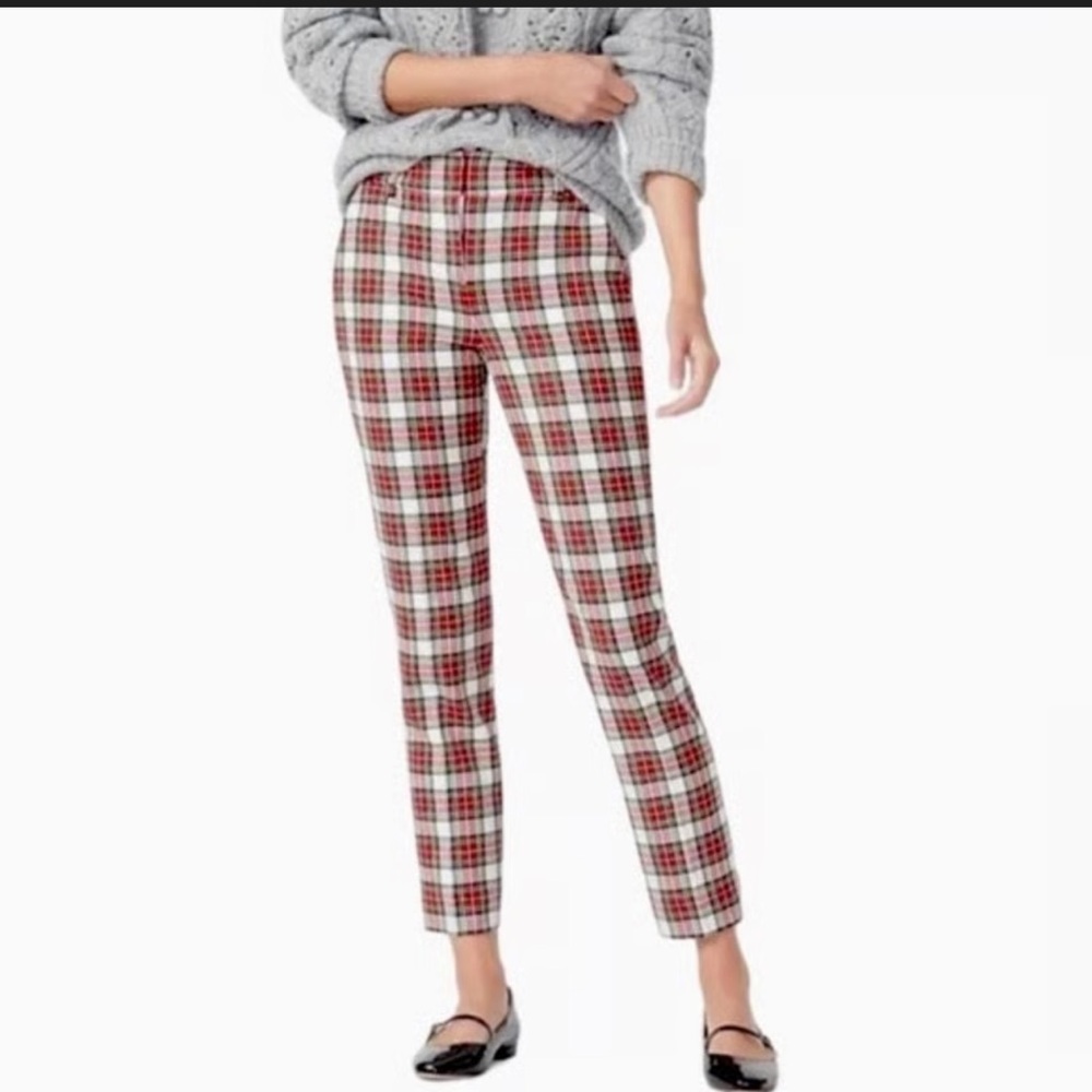 J. Crew Cameron slim crop pant in snowy Stewart tartan bi-stretch wool size 4